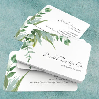 Watercolor Eucalyptus Leaves Greenery Business Card