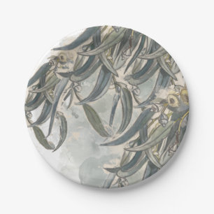 Watercolor Eucalyptus Leaves Greenery  Paper Plate
