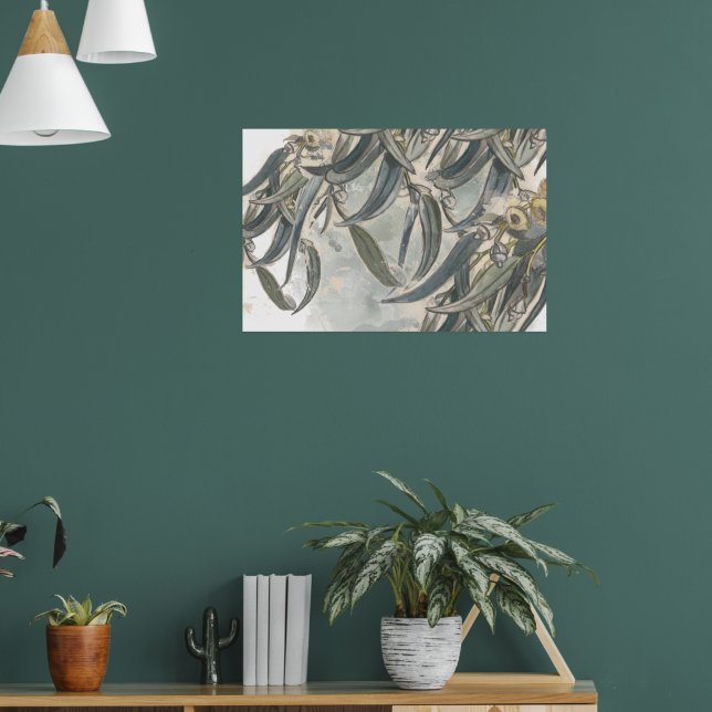 Watercolor Eucalyptus Leaves Greenery Poster (Living Room 1)
