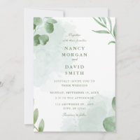Watercolor Eucalyptus Leaves Greenery Wedding