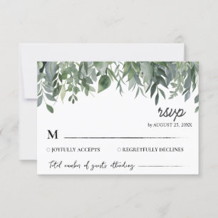 Watercolor Eucalyptus Leaves Greenery Wedding RSVP Card