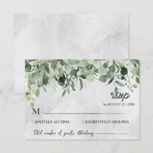 Watercolor Eucalyptus Leaves Greenery Wedding RSVP Card