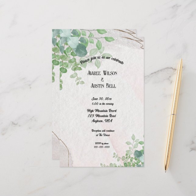  Watercolor Eucalyptus Leaves In Gold Frame (Front/Back In Situ)