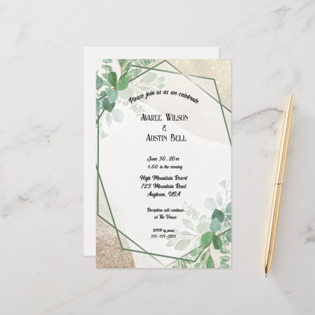 Watercolor Eucalyptus Leaves In Gold Frame (Front/Back In Situ)