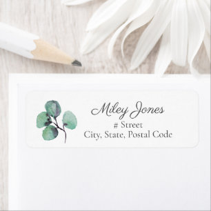 Watercolor Eucalyptus Leaves Return Address Label