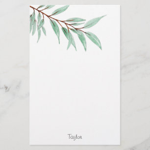 Watercolor Eucalyptus Leaves Stationery