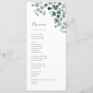 Watercolor Eucalyptus Leaves Wedding Menu