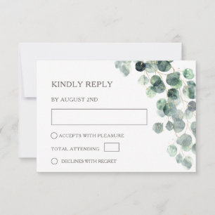 Watercolor Eucalyptus Leaves Wedding RSVP Card