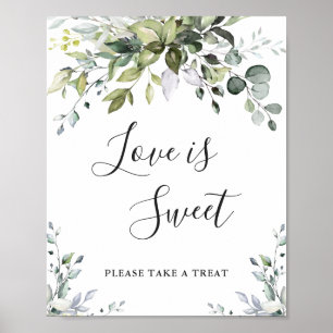 Watercolor Eucalyptus Love is Sweet Wedding Sign