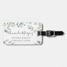 Watercolor Eucalyptus Luggage Tag