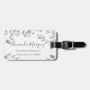 Watercolor Eucalyptus Luggage Tag