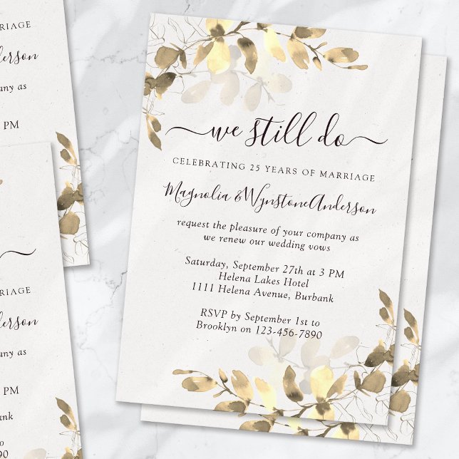 Watercolor Eucalyptus Modern Vow Renewal Invitation (Creator Uploaded)
