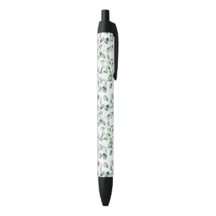 Watercolor Eucalyptus Pattern Black Ink Pen