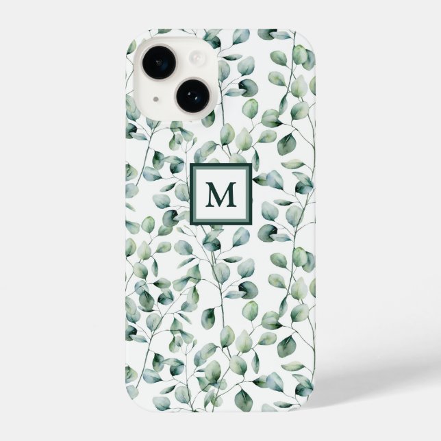 Watercolor Eucalyptus Pattern iPhone Case (Back)