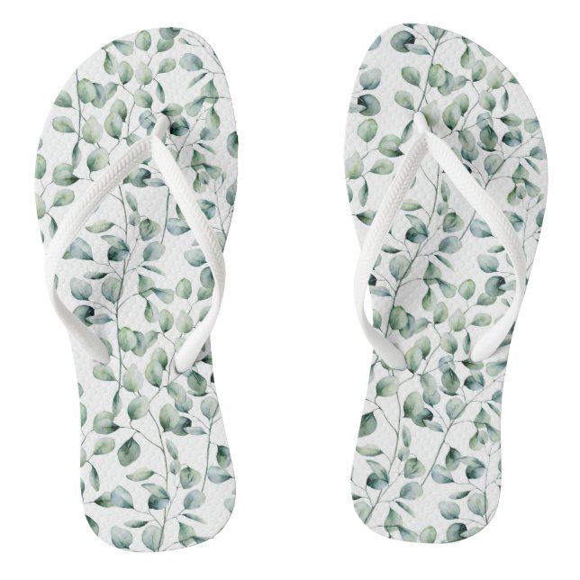 Watercolor Eucalyptus Pattern Jandals (Footbed)
