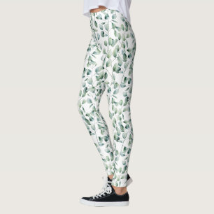 Watercolor Eucalyptus Pattern Leggings