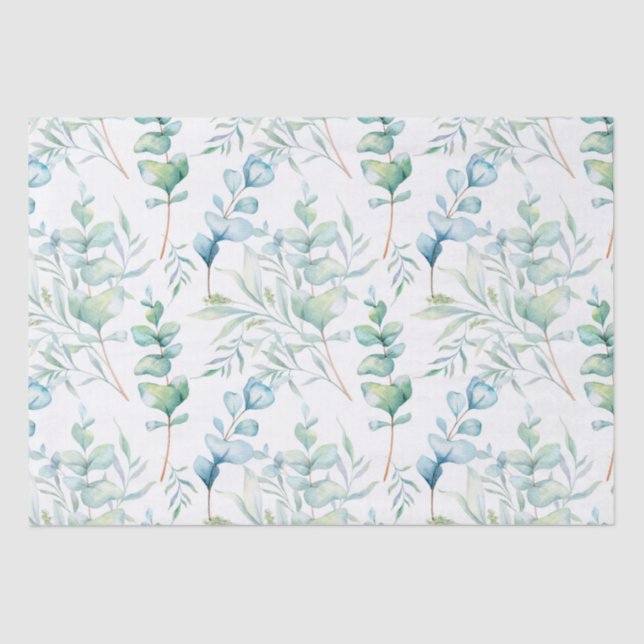 Watercolor Eucalyptus Pattern Tissue Paper (Front)