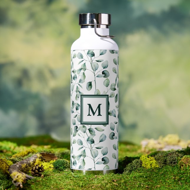 Watercolor Eucalyptus Pattern Water Bottle (Outdoor)