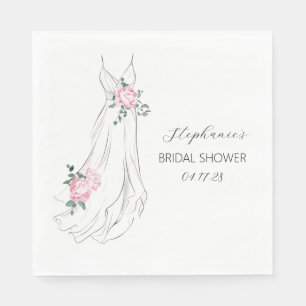 Watercolor Eucalyptus Peonies Dress Bridal Shower  Napkin