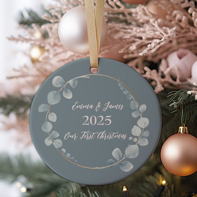 Watercolor Eucalyptus Personalised Ornament (Creator Uploaded)