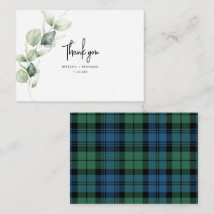 Watercolor Eucalyptus Plaid Wedding Thank You Card