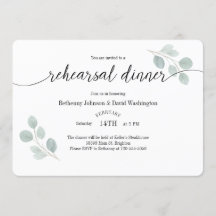 Watercolor Eucalyptus Rehearsal Dinner Invitation