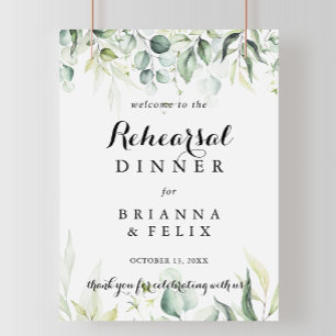 Watercolor Eucalyptus Rehearsal Dinner Welcome Poster