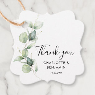 Watercolor Eucalyptus Rustic Wedding Thank You Favour Tags