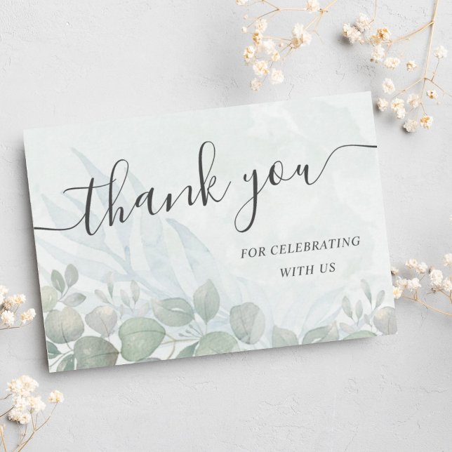 Watercolor Eucalyptus Sage Green Wedding  Thank You Card (Creator Uploaded)