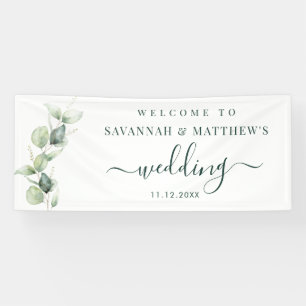 Watercolor Eucalyptus Script Wedding Banner