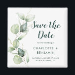 Watercolor Eucalyptus Script Wedding Save the Date Magnet<br><div class="desc">Cute Botanical Watercolor Eucalyptus Wedding save the date magnet that makes a perfect keepsake for your guests and will be cherished for years. Easily replace the names,  announcement,  date,  and venue to create a one-of-a-kind save the date announcement</div>