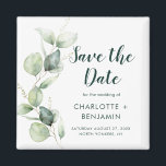 Watercolor Eucalyptus Script Wedding Save the Date Magnet<br><div class="desc">Cute Botanical Watercolor Eucalyptus Wedding save the date magnet that makes a perfect keepsake for your guests and will be cherished for years. Easily replace the names,  announcement,  date,  and venue to create a one-of-a-kind save the date announcement</div>