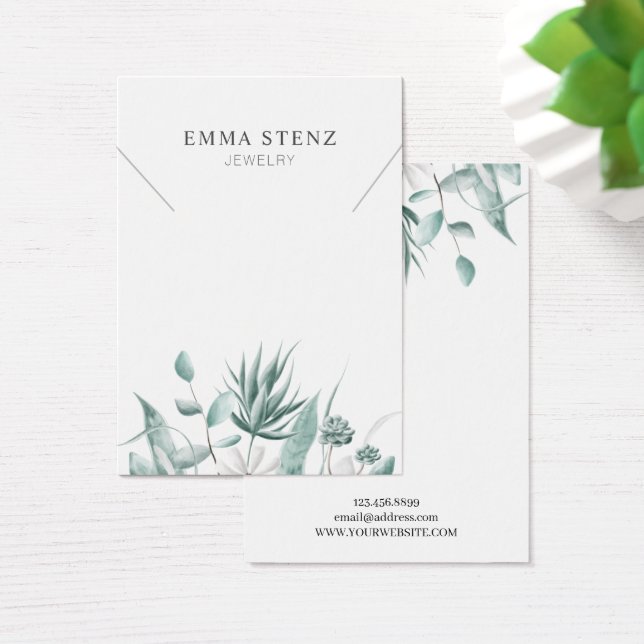Watercolor Eucalyptus Succulent • Necklace Display (Desk)
