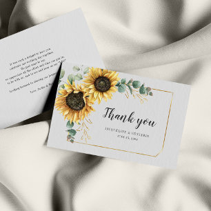 Watercolor Eucalyptus Sunflower Wedding Thank You Card