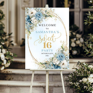 Watercolor Eucalyptus Sweet 16 Welcome Sign