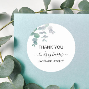 Watercolor Eucalyptus Thank You Jewellery Classic Round Sticker