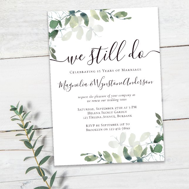 Watercolor Eucalyptus Vow Renewal Invitation (Creator Uploaded)