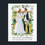 Watercolor Eucalyptus We Got Married Wedding Postcard<br><div class="desc">Modern Watercolor Eucalyptus Greenery Frame Wedding Photo Wedding Announcement Postcard</div>