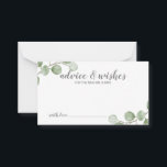 Watercolor Eucalyptus Wedding Advice and Wishes Card<br><div class="desc">Celebrate your special day with these beautifully wedding advice and wishes card,  featuring title "advice&wishes" in modern script and decorated with soft watercolor eucalyptus on a white background.

Perfect for wedding,  baby shower,  birthday party,  bridal shower,  bachelorette party and any special occasions.</div>