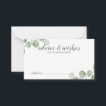 Watercolor Eucalyptus Wedding Advice and Wishes Card<br><div class="desc">Celebrate your special day with these beautifully wedding advice and wishes card,  featuring title "advice&wishes" in modern script and decorated with soft watercolor eucalyptus on a white background.

Perfect for wedding,  baby shower,  birthday party,  bridal shower,  bachelorette party and any special occasions.</div>