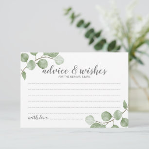 Watercolor Eucalyptus Wedding Advice and Wishes Card