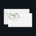 Watercolor Eucalyptus Wedding Advice and Wishes Card<br><div class="desc">Celebrate your special day with these beautifully wedding advice and wishes card,  featuring title "wishes" in modern script and decorated with soft watercolor eucalyptus on a white background.

Perfect for wedding,  baby shower,  birthday party,  bridal shower,  bachelorette party and any special occasions.</div>