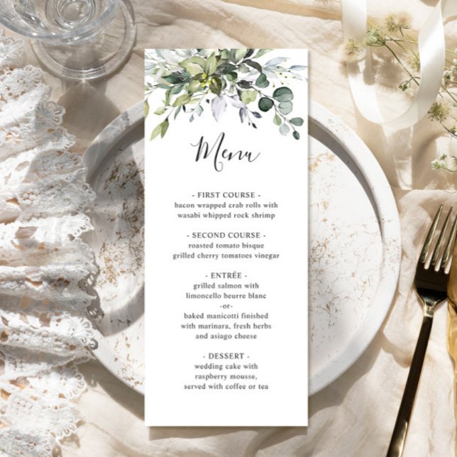 Watercolor Eucalyptus Wedding Dinner Menu Card (Creator Uploaded)
