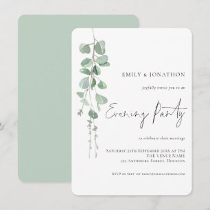Watercolor Eucalyptus Wedding Evening Party Invitation