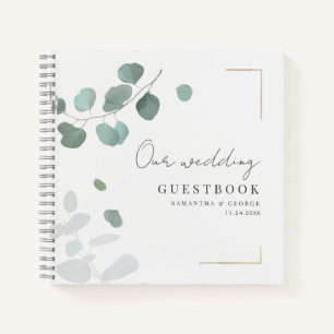 Watercolor Eucalyptus Wedding Guestbook Notebook