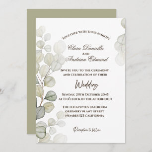 Watercolor Eucalyptus Wedding Invitation