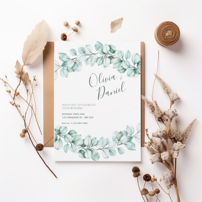 Watercolor Eucalyptus Wedding Invitation (Creator Uploaded)