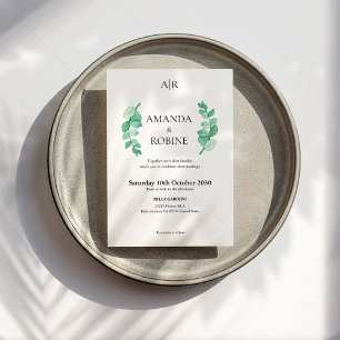 Watercolor Eucalyptus Wedding Invitation