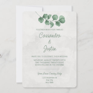 Watercolor Eucalyptus Wedding Invitation