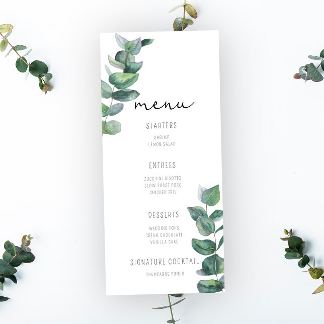 Watercolor Eucalyptus - Wedding Menu (Creator Uploaded)